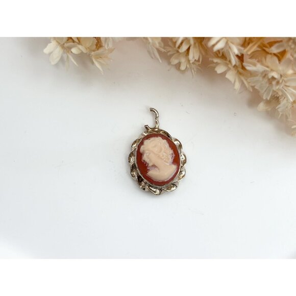 Genuine Cameo Shell Hand Carved Sterling Silver 925 Vintage Pendant | Charm - Picture 9 of 9